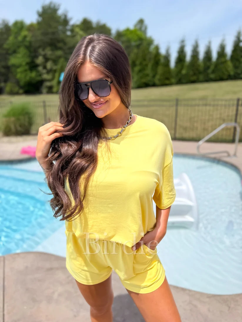 BIRDIE Tee Boxer Short Set in Sunshine (Sold as Set)