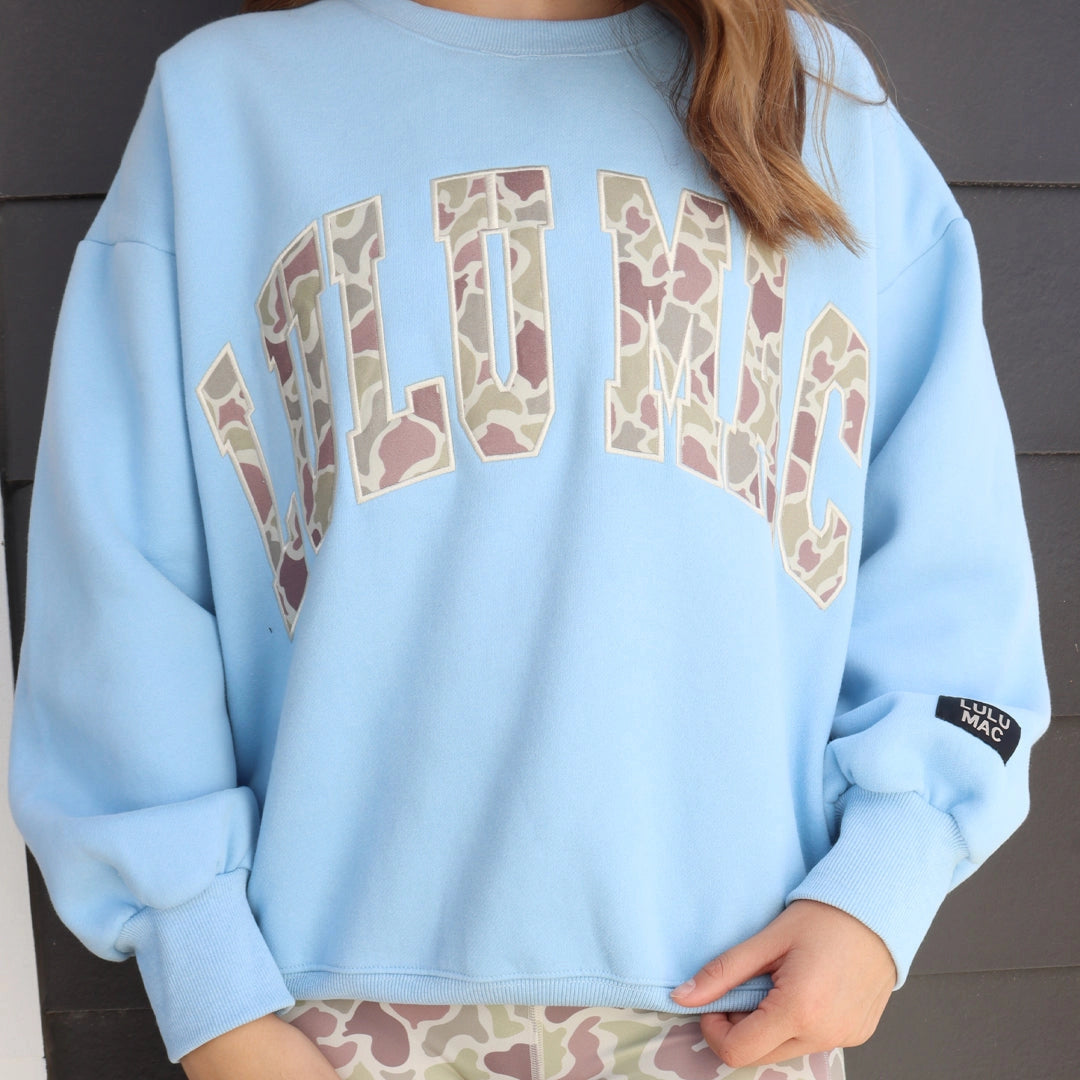 Blue/camo lulu mac pullover