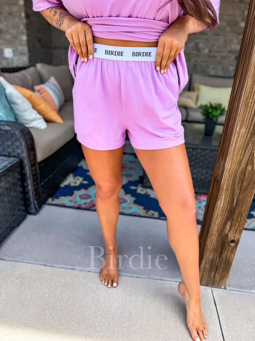 BIRDIE Tee Boxer Short Set in Orchid Bloom (Sold as Set)