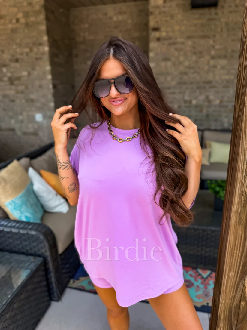 BIRDIE Tee Boxer Short Set in Orchid Bloom (Sold as Set)