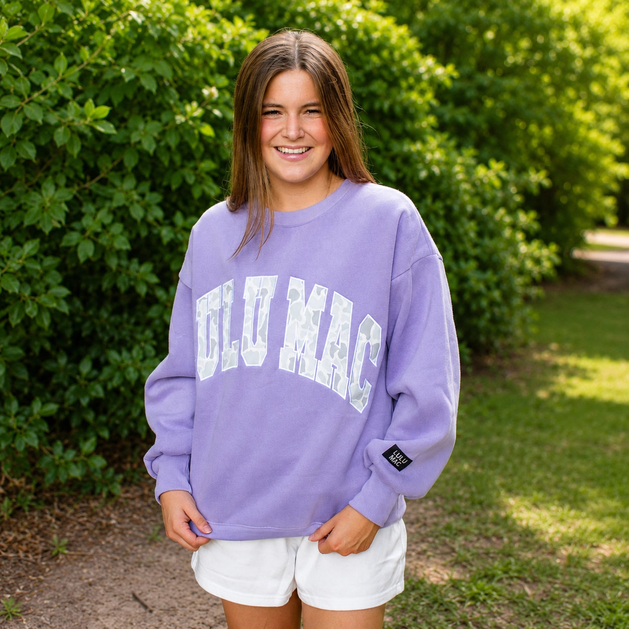 lavender/camo lulu mac pullover